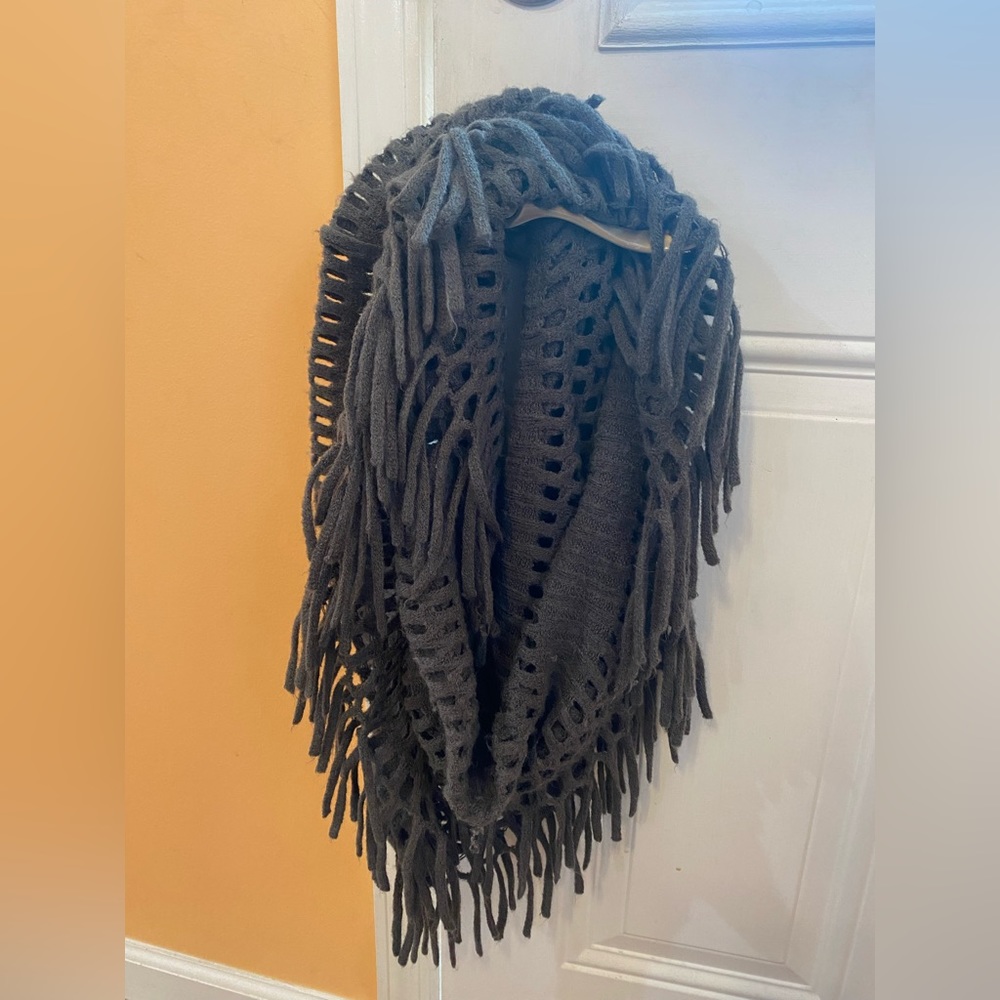 Gray knit infinity scarf